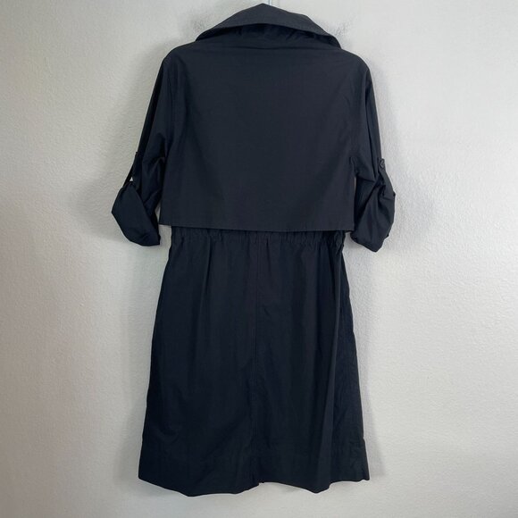 Banana Republic Womens Small Black Trench Back Shirt Dress Roll Tab Sleeve - Picture 15 of 16